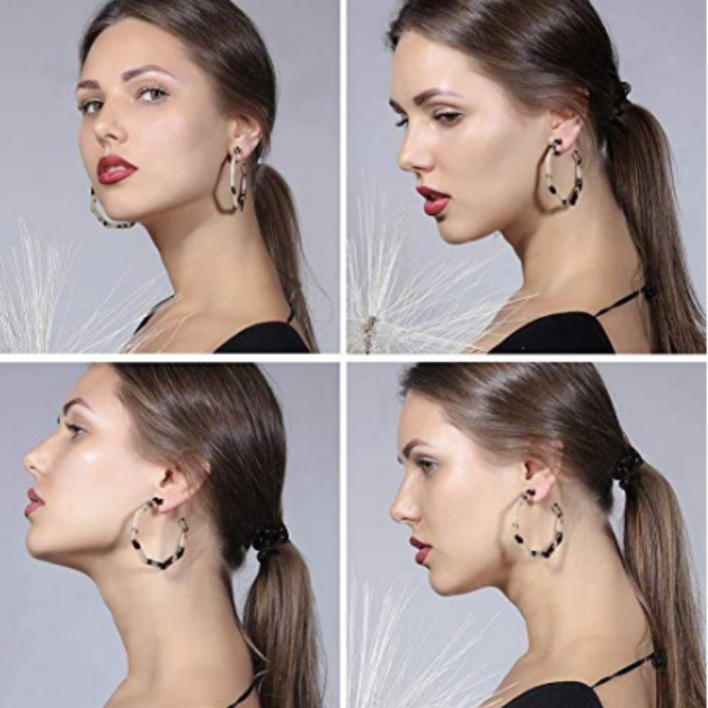 New Baublebar Blue Marble big Hoop resin earrings - Picture 6 of 8